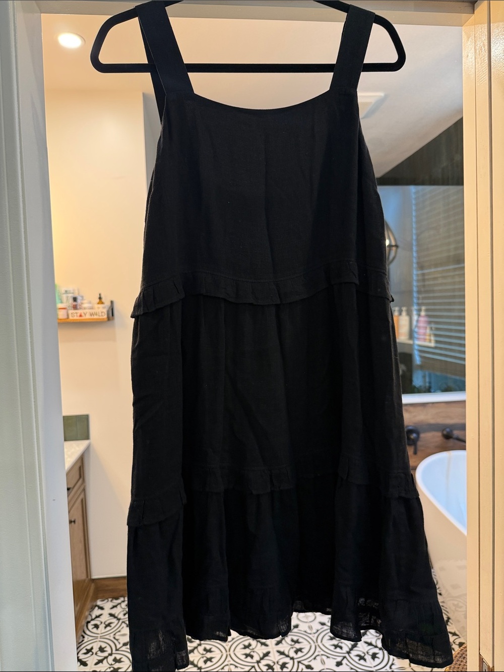 Rails Black Tiered Mini Dress with Wide Straps